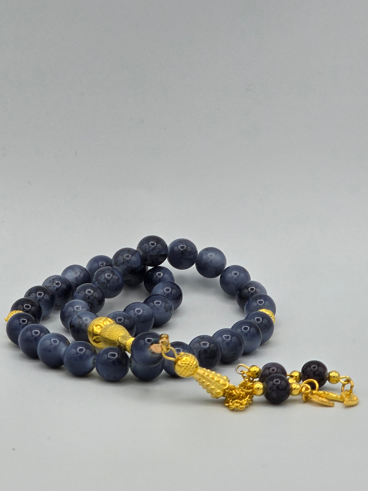 Blue Tasbih with golden Imame  مسبحة